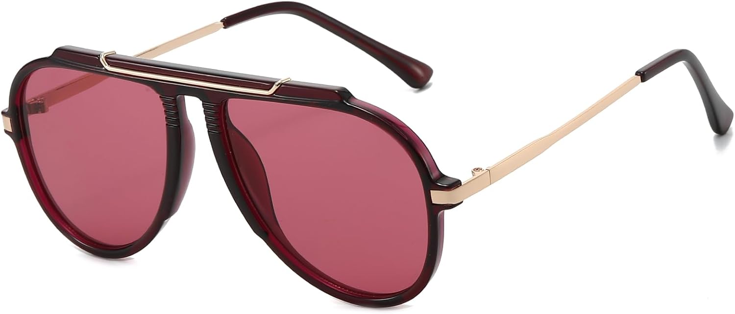

Солнцезащитные очки-авиаторы EYLRIM большого размера в стиле ретро для женщин и мужчин, модные солнцезащитные очки в стиле 70-х с золотистым металлическим покрытием, очки-пилот, Wine Red Frame/Wine Red Lens