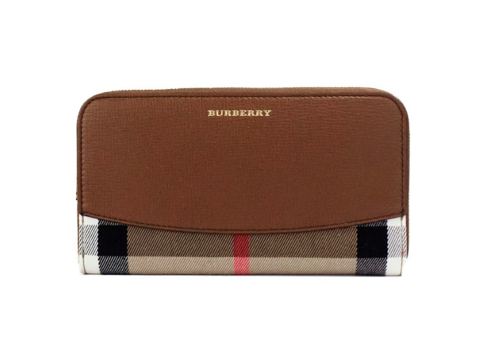 

Кошелек-клатч Continental Elmore Tan Grainy Leather House Check Canvas Burberry