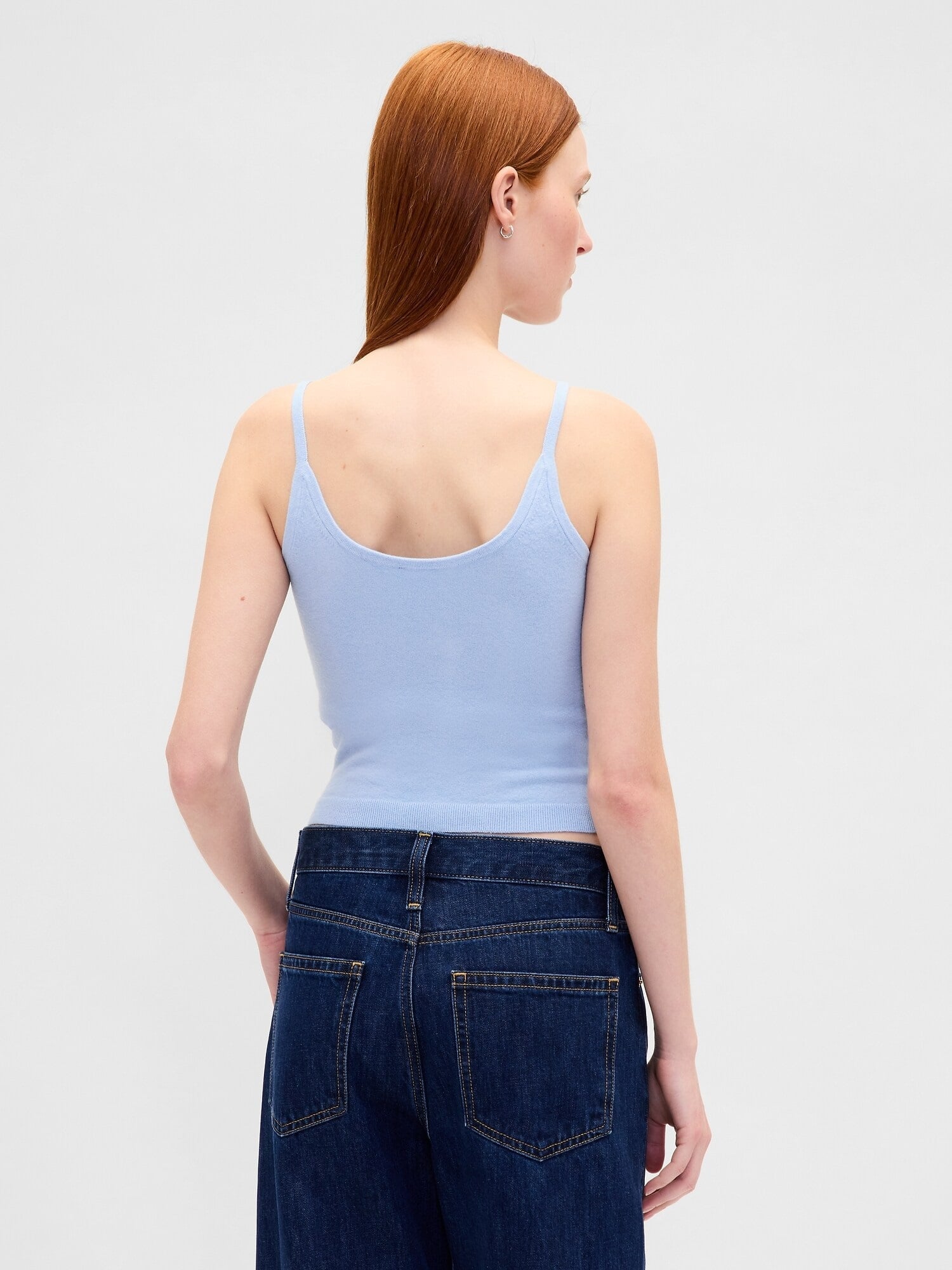 Укороченный топ (W)CashSoft из эластичного кашемира GAP, WIND_BLUE — фото 3