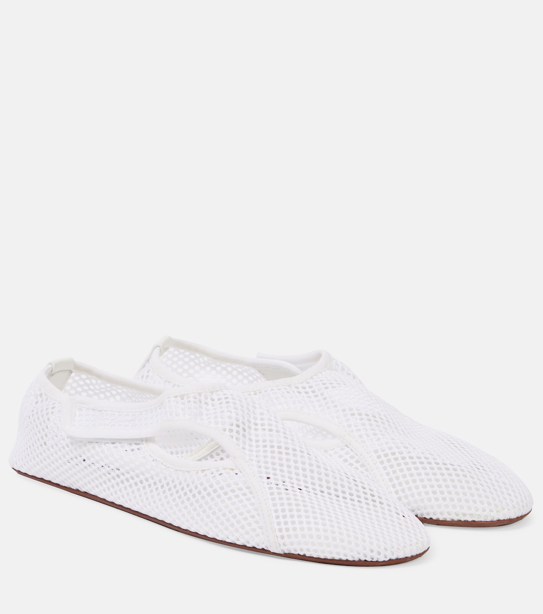 Балетки из сетчатого материала с кожаной отделкой Flex Alaïa, Blanc Optic