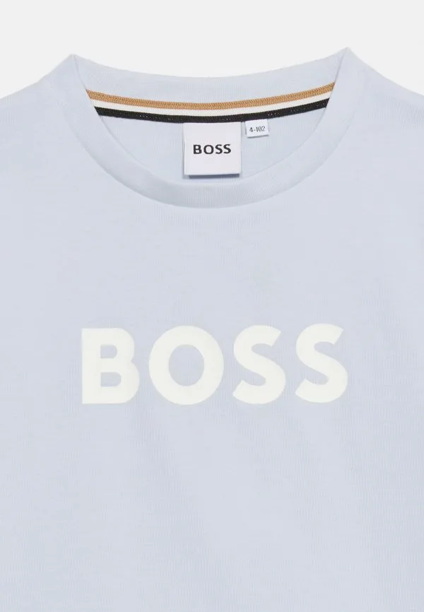Детская/Подростковая футболка с короткими рукавами, унисекс, с принтом. Boss Kidswear, Pale Blue — фото 4