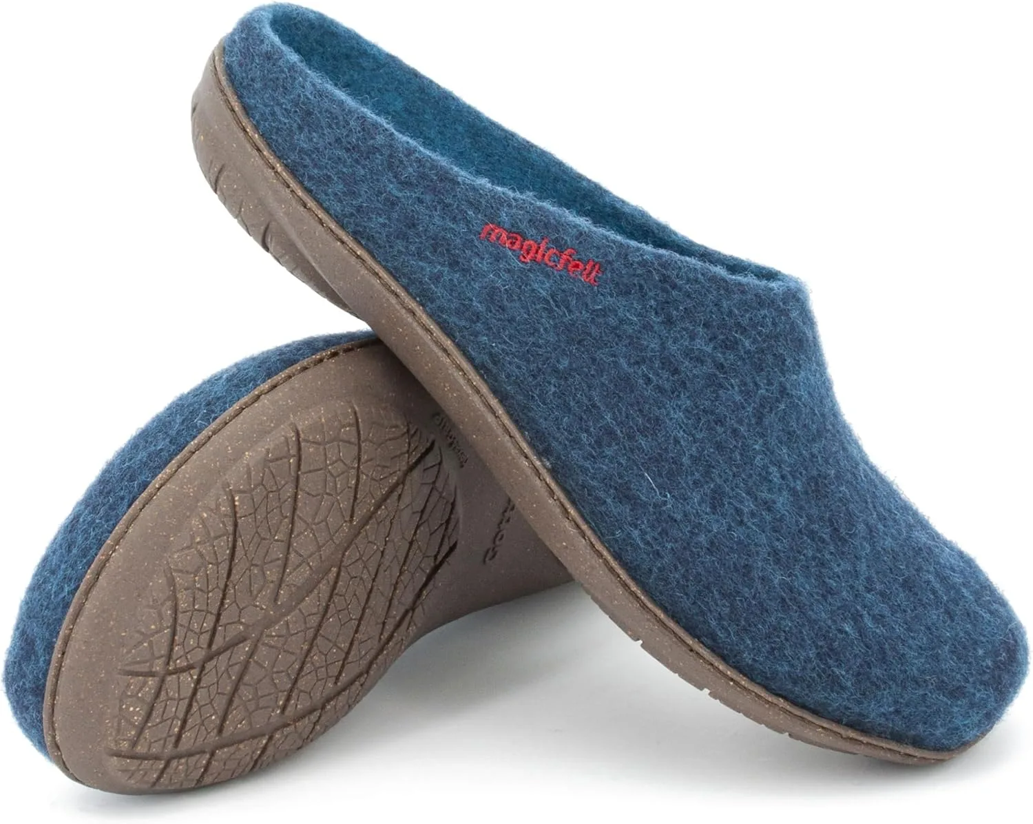 Фетровые тапочки Magicfelt PO 736 для мужчин и женщин, изготовлены из белой мериносовой шерсти с нескользящей водонепроницаемой резиновой подошвой