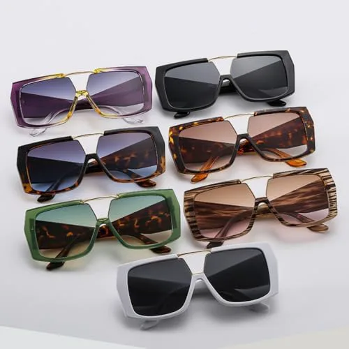 

Большие квадратные солнцезащитные очки для женщин в винтажном стиле, мужские солнцезащитные очки зеленого цвета с защитой от УФ-излучения UV400 MTZJH, Stripe