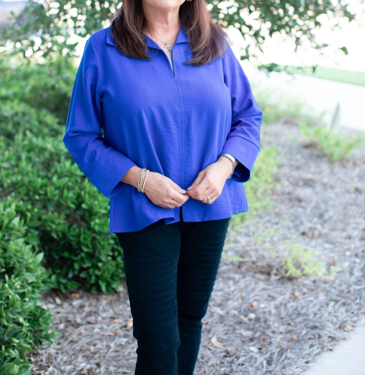 

Pullover V-Neck Top In Royal Blue Boho Chic