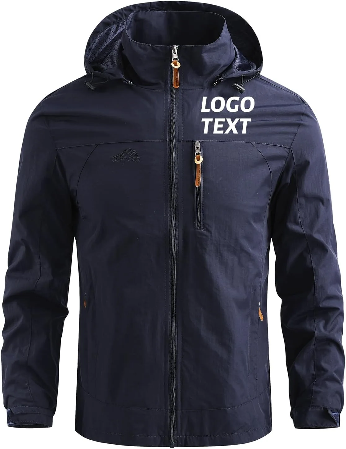 Куртка Custom Jacket Add Your Own для мужчин, легкая водонепроницаемая дождевик на молнии с карманом Generic, синий