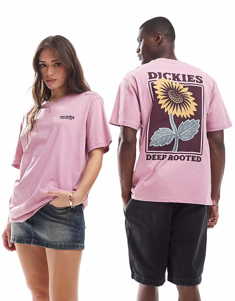

Футболка Dickies с графическим принтом подсолнуха на спине розового цвета - эксклюзивно для ASOS