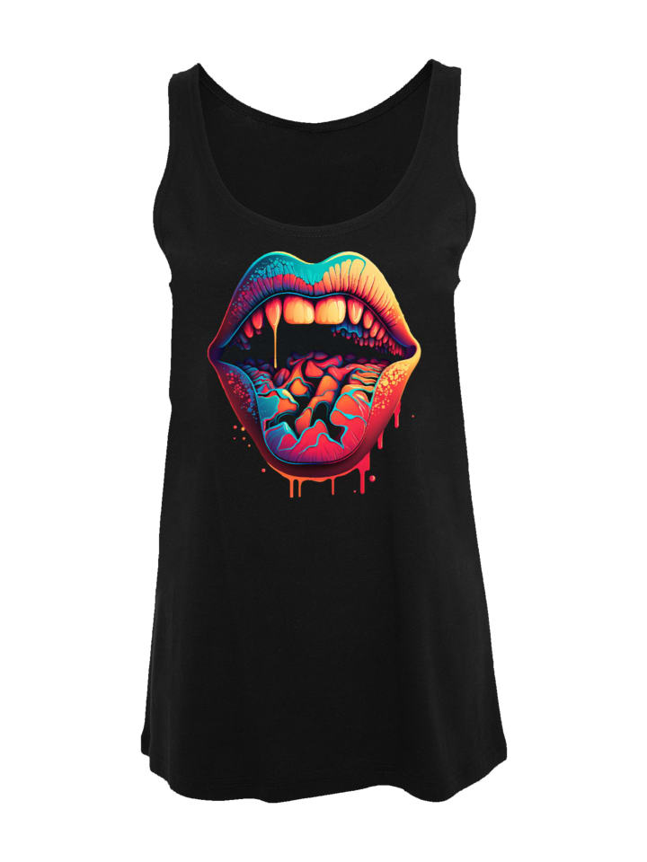 

Женская майка Drooling Lips черного цвета F4NT4STIC