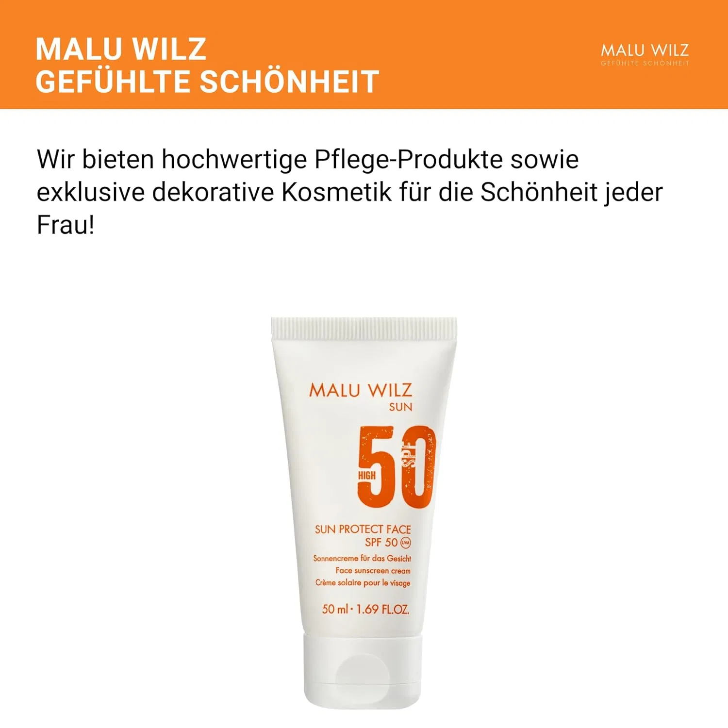 Солнцезащитный крем для лица SPF 50 Malu Wilz Sun Protect Face, 50 мл Malu Wilz — фото 2