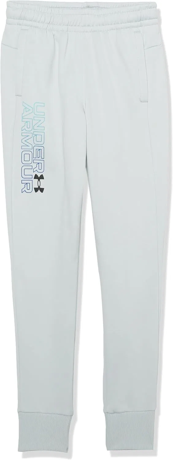 Детские спортивные брюки Under Armour из флиса с графическим принтом Armour, (014) Halo Gray//Black