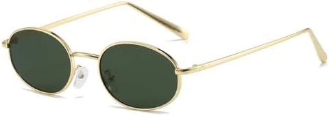 

Солнцезащитные очки в стиле ретро 2027 года, маленькая овальная металлическая оправа, для женщин, защита от ультрафиолета UV400, для мужчин, панк-очки MTZJH, Golden Dark Green