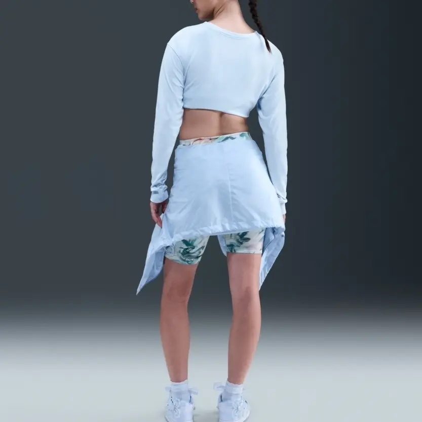 Nike Dri Fit футболка женская фиолетово-синяя с круглым вырезом Moderate — фото 3