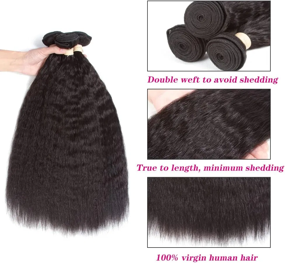 Набор париков Kinky Straight Hair Kerriana 3 шт 26-30 дюймов натуральный черный — фото 2