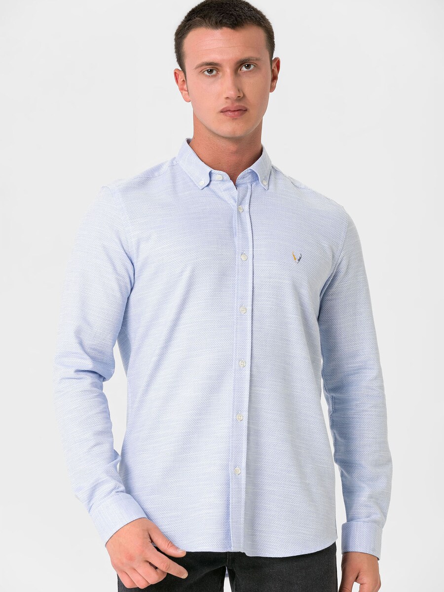 

Приталенная рубашка на пуговицах By Diess Collection, цвет Light blue/White
