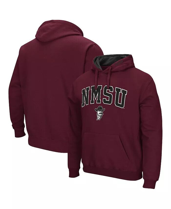 

Мужской малиновый пуловер с капюшоном New Mexico State Aggies Arch и Logo Colosseum