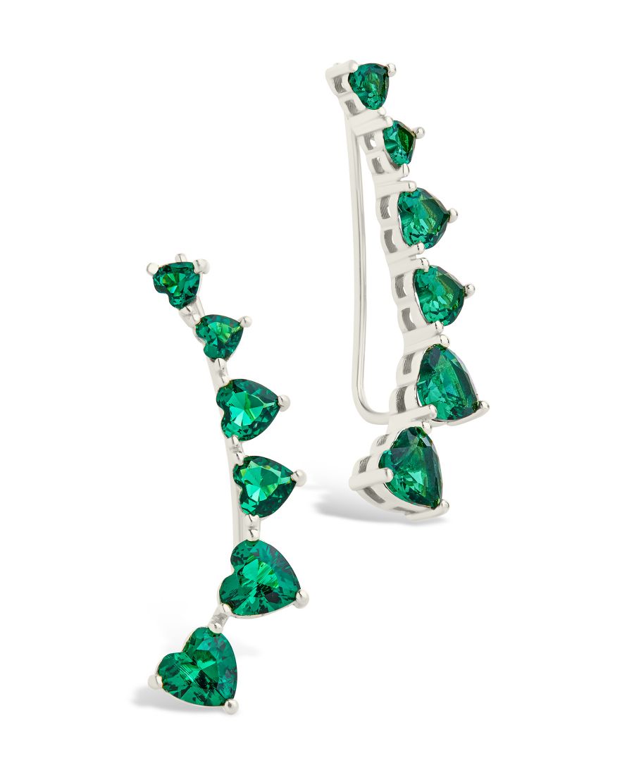 

Серьги-гвоздики Jillian CZ Heart Crawler из стерлингового серебра Sterling Forever, Silver/Green