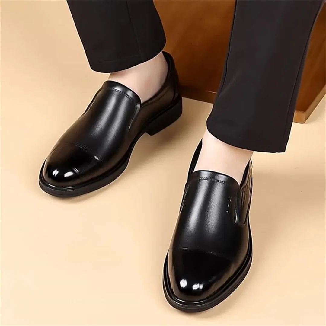 Туфли кожаные Handmade Leather Flats Casual Driving Slip-On Dress Shoes, черный — фото 4