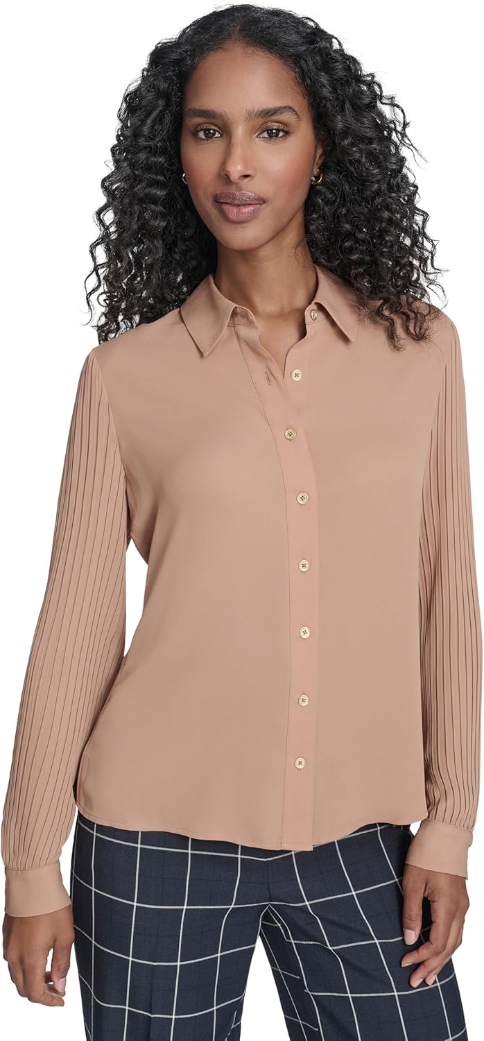 

Женская рубашка Tommy Hilfiger с длинными рукавами и плиссировкой, Brown Sugar