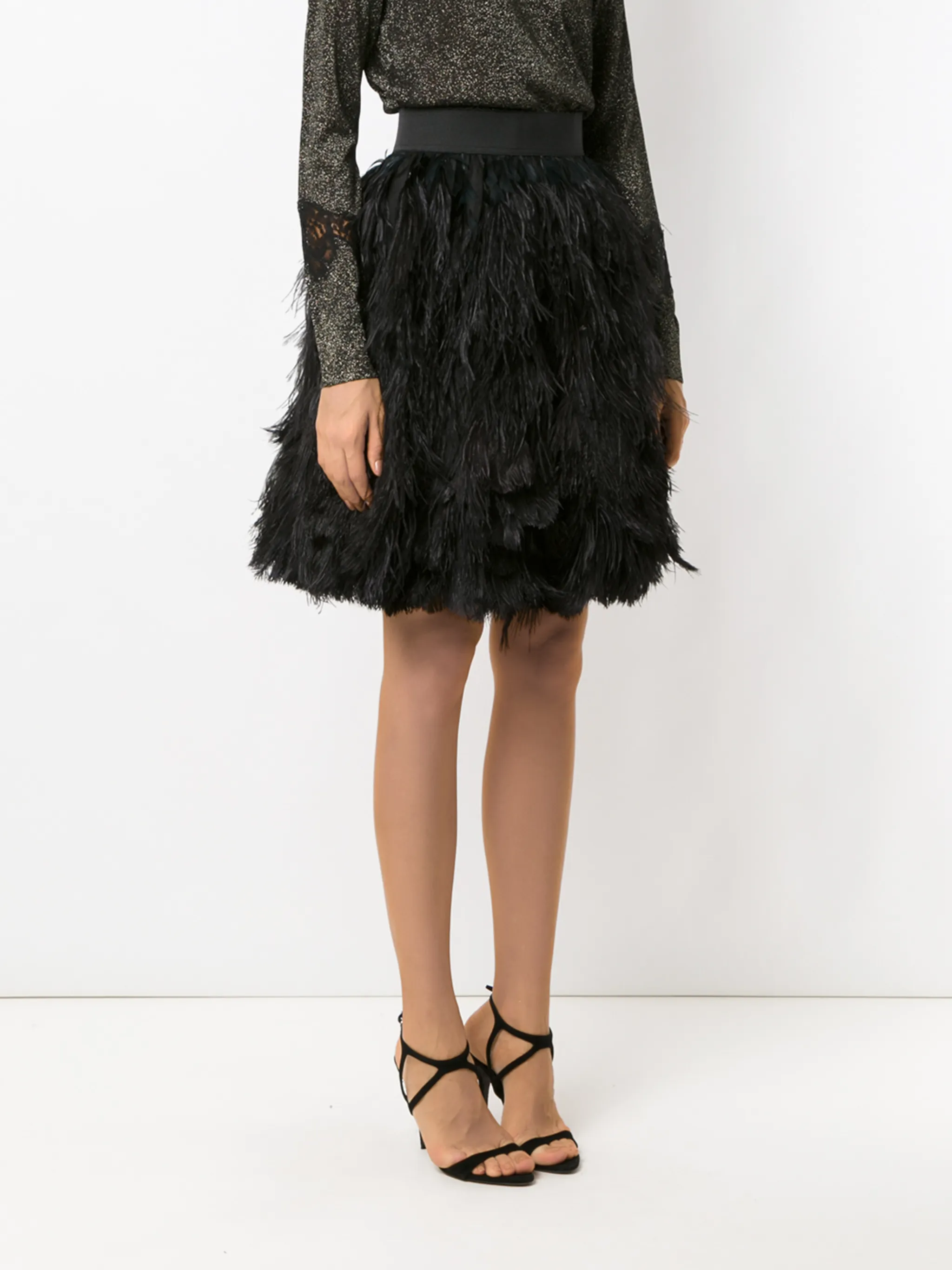 Юбка мини с перьями Dolce & Gabbana, черный — фото 3
