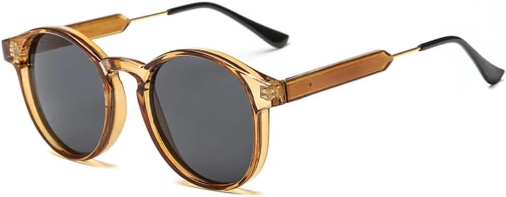 

Солнцезащитные очки для мужчин и женщин - защита UV400 - круглая серая оправа с цветными линзами, подходят для занятий спортом на открытом воздухе и вождения DSVIGF, Light Brown-grey