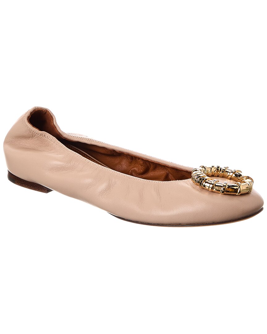 LANVIN Avec Melodie Балетки из кожи, коричневый
