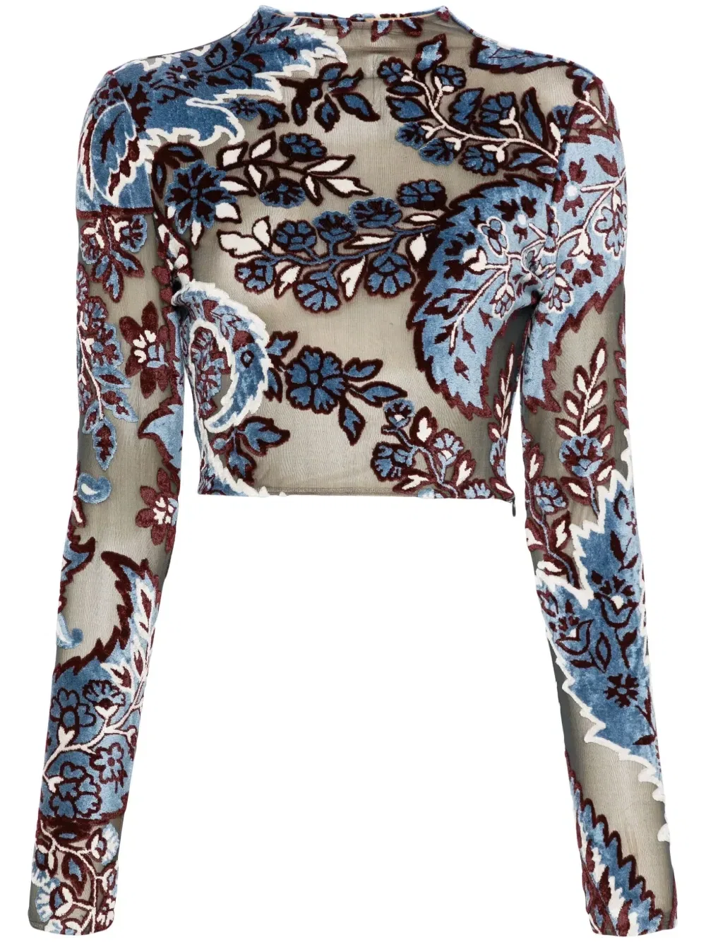 Бархатный топ с жаккардовым узором ETRO, синий