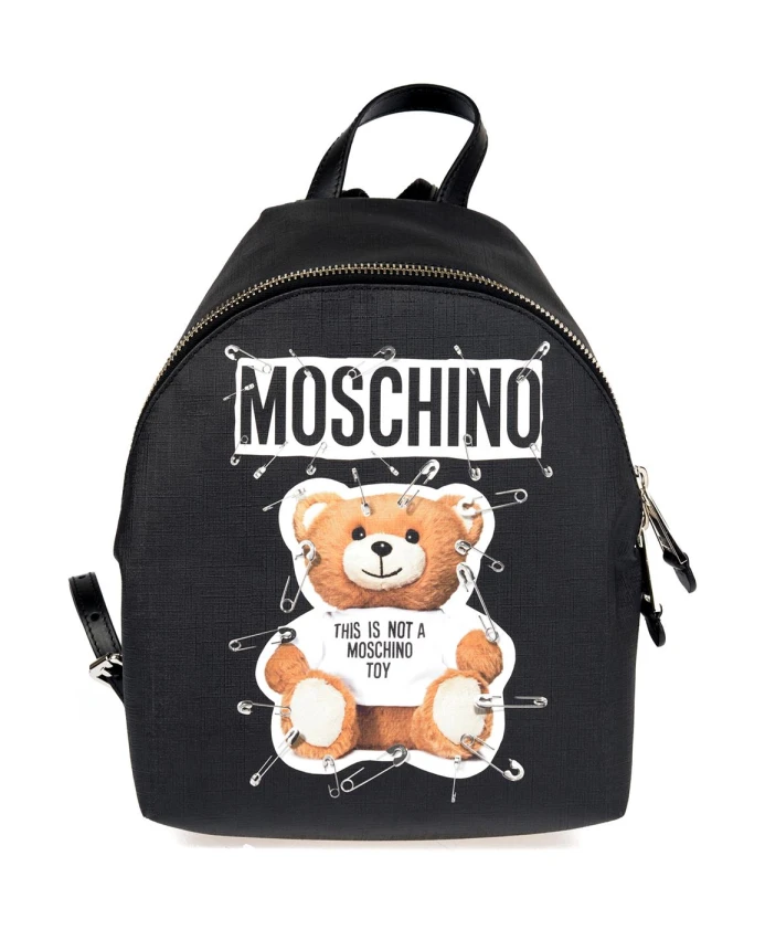 

Плюшевый рюкзак с булавкой Moschino, черный