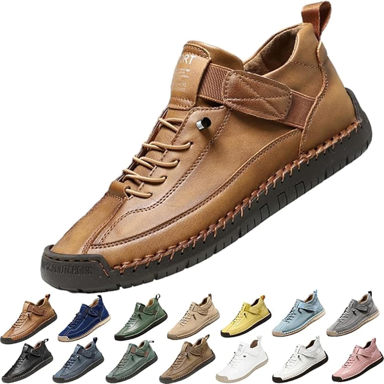 

Комфортные ортопедические кроссовки, повседневные легкие слипоны для спорта, унисекс регулируемые кожаные кроссовки Generic, коричневый