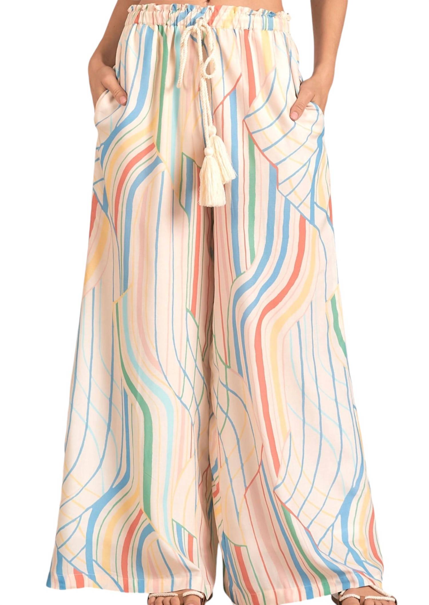 

Широкие брюки Santa Barbara в разноцветную полоску ELAN, цвет multi colored strip