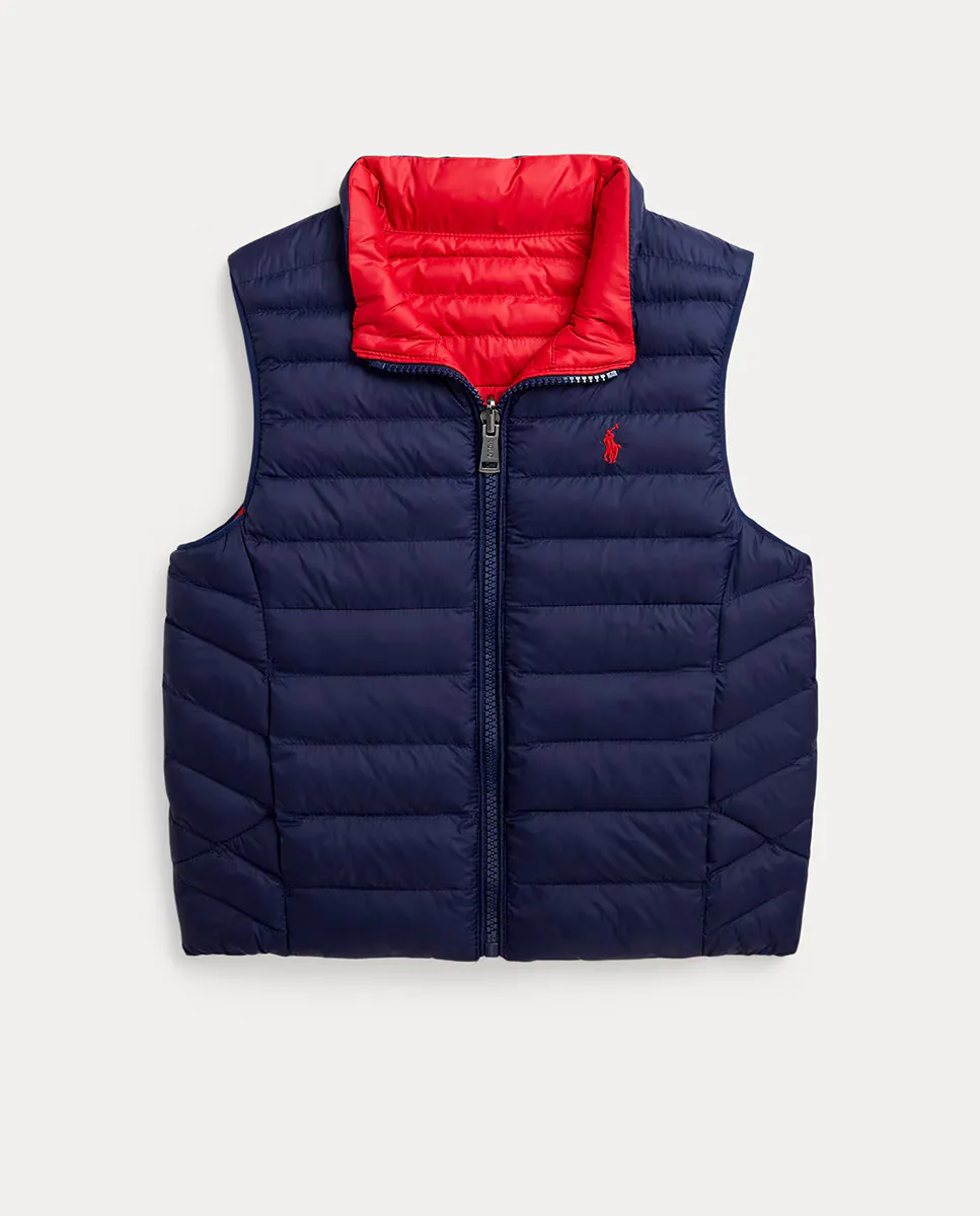 

Двусторонний тонкий жилет для мальчика Polo Ralph Lauren, темно-синий