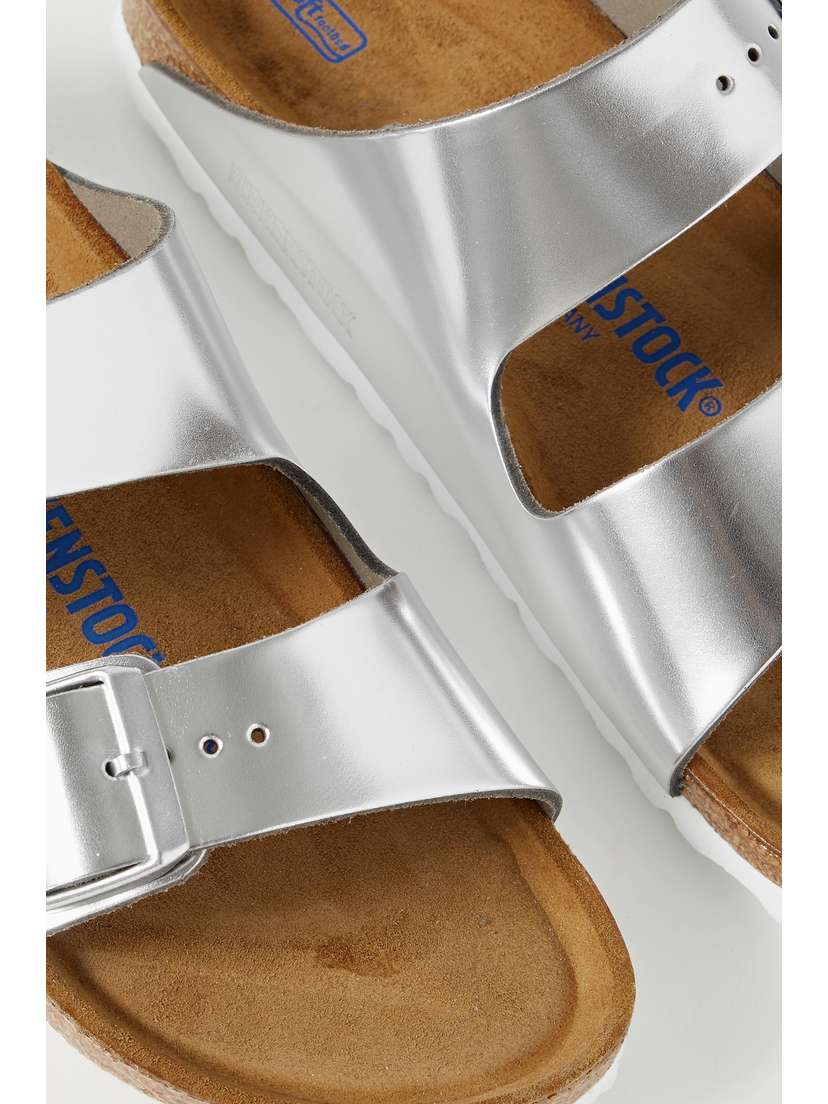 Сандалии из металлизированной кожи Arizona Birkenstock, серебряный — фото 4