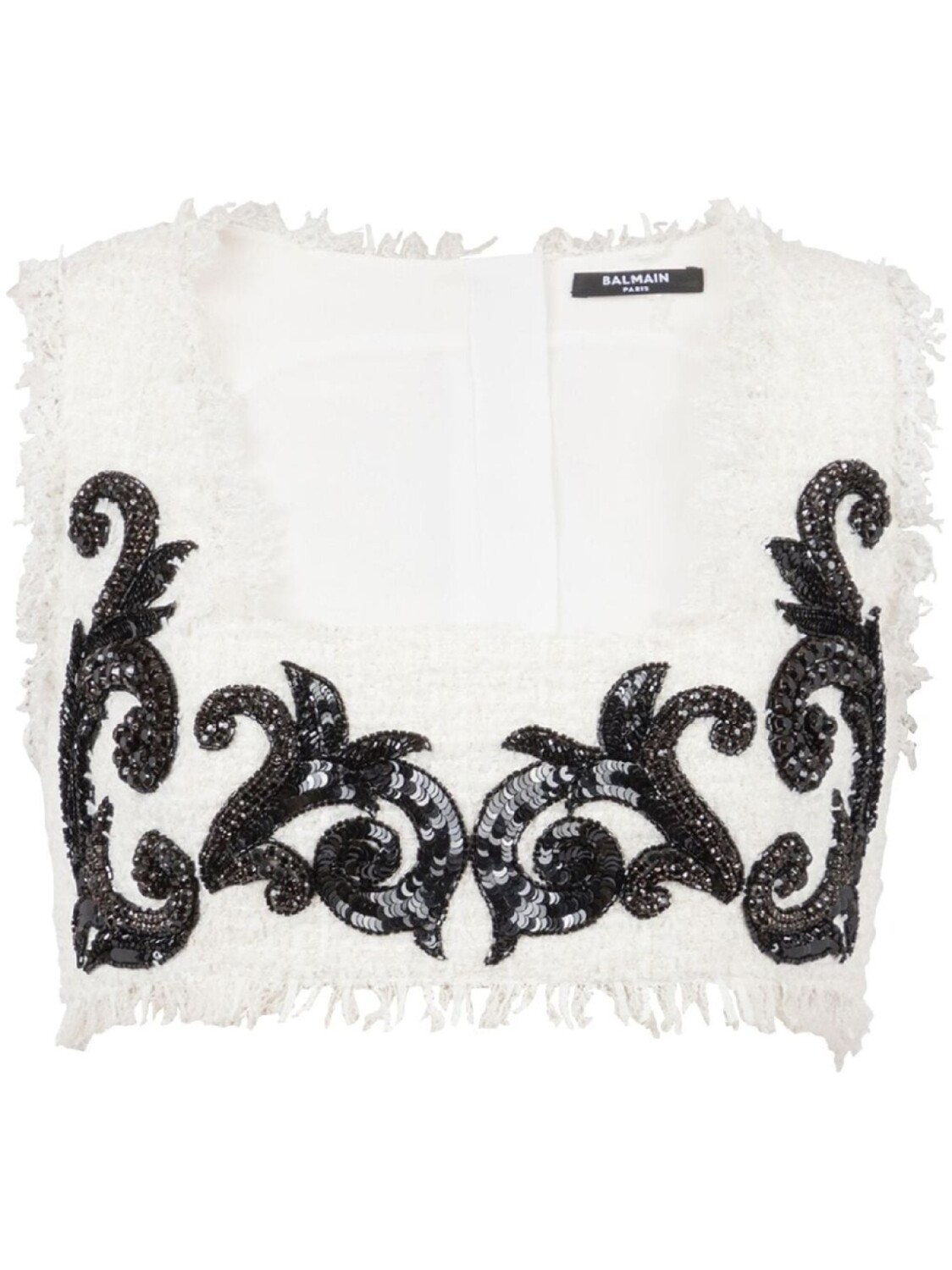 

Balmain укороченный топ с вышивкой Baroque, белый
