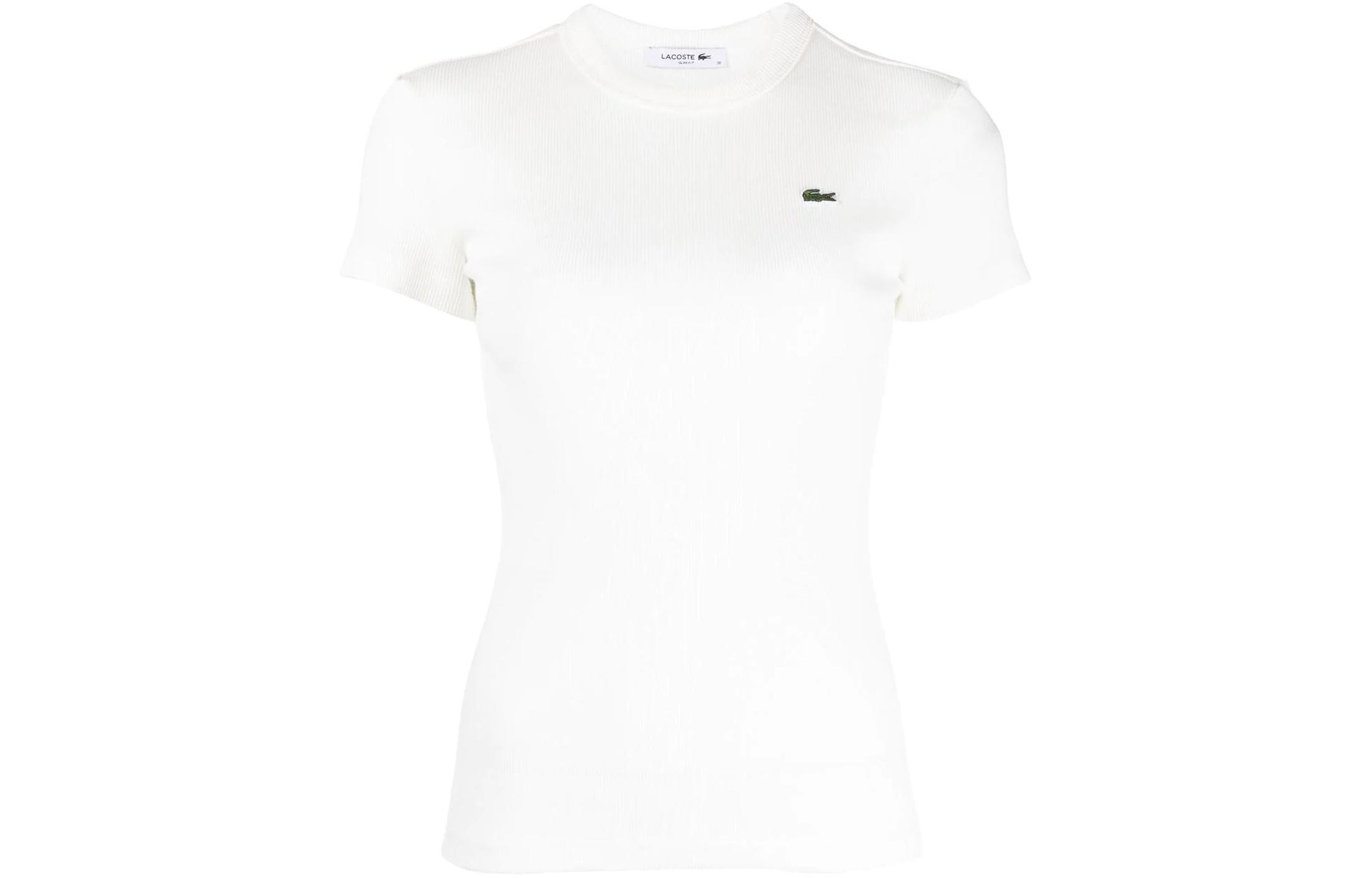Футболка LACOSTE 70V/экрю с накладным логотипом — фото 2