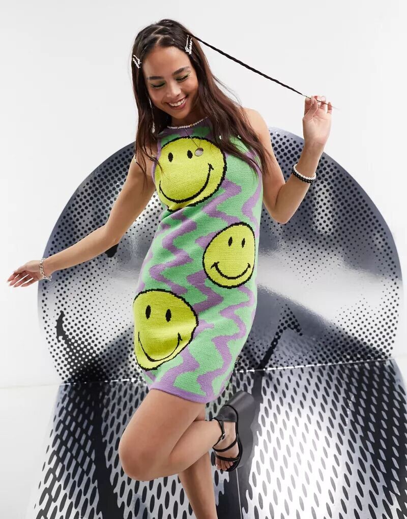 

Жаккардовое платье мини ASOS Smiley, Серый, Жаккардовое платье мини ASOS Smiley