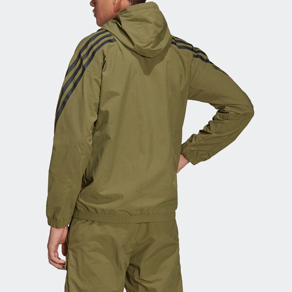 Куртка Men's adidas Fi Wv Bst Fz Sports Stylish Stripe Hooded Jacket Military Green, мультиколор — фото 3