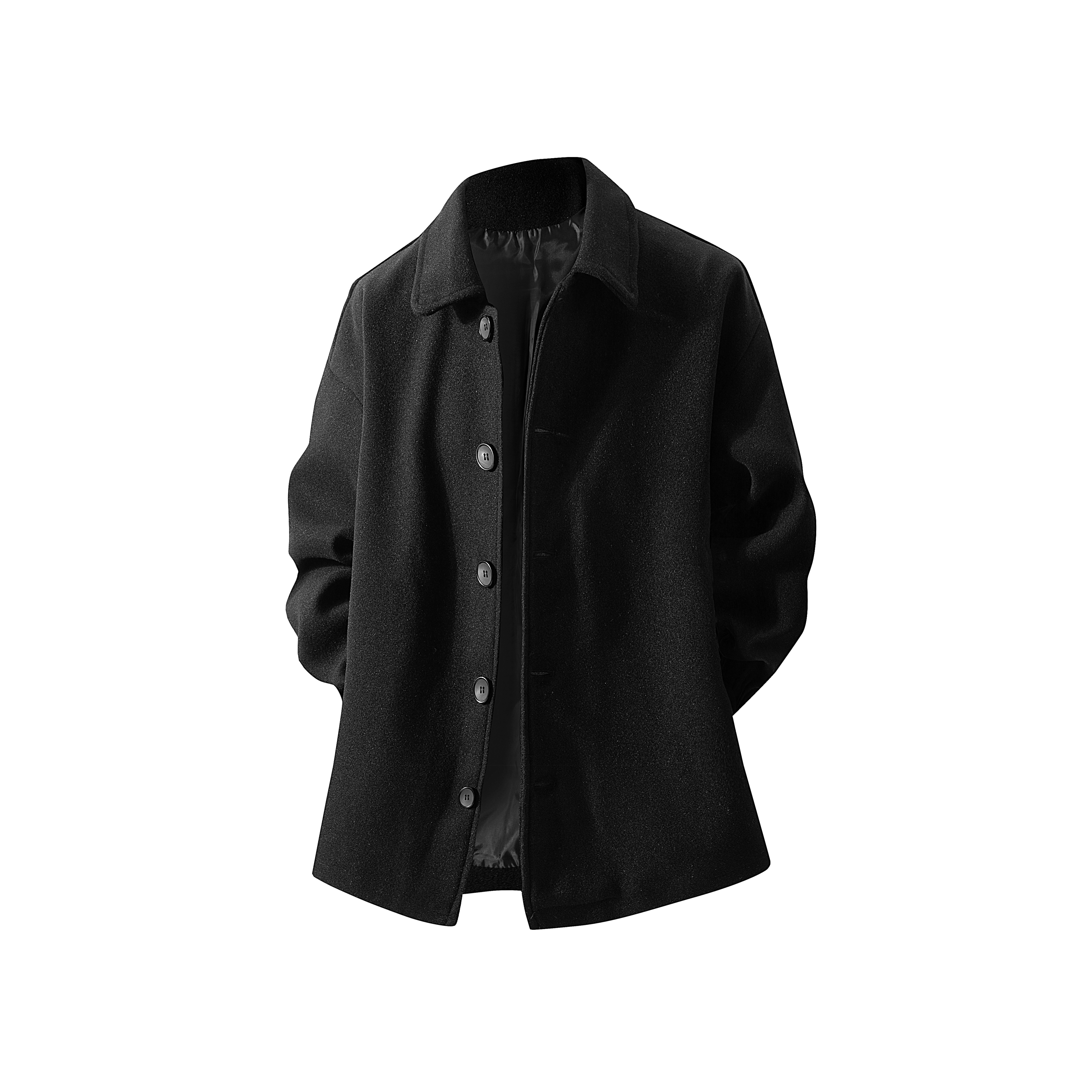 

Пальто Unisex с воротником-стойкой, утепленное и на флисе, прямой крой VanCamel, черный padded