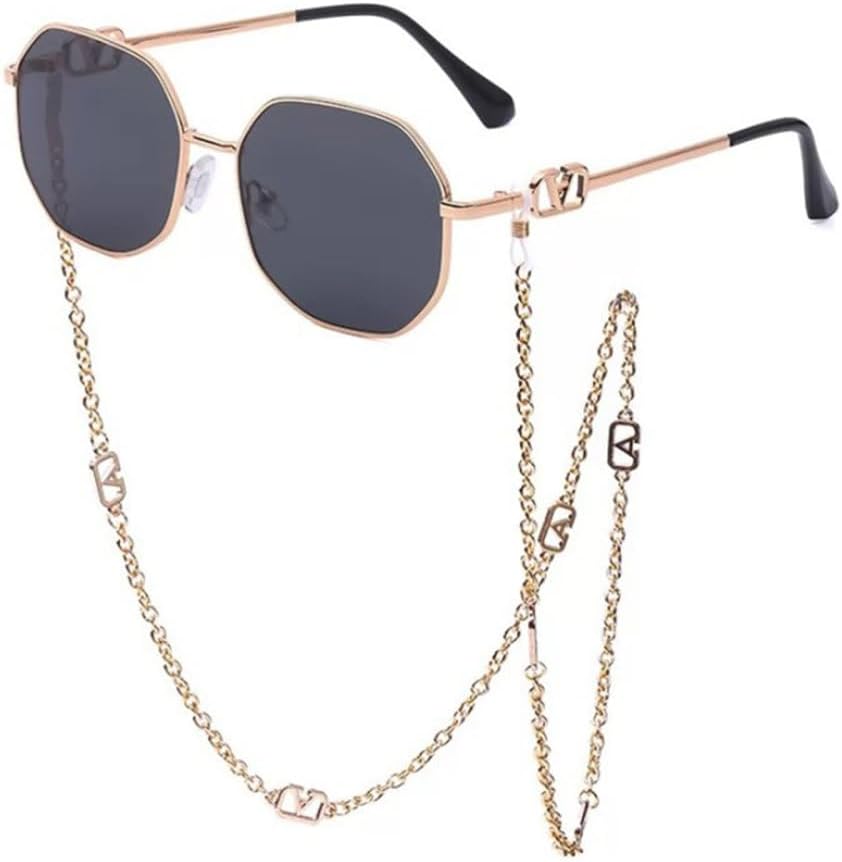 

Роскошные металлические солнцезащитные очки с цепочкой, уникальные многоугольные солнцезащитные очки, классические женские ретро-моды, солнцезащитные очки UV400 generic, 4