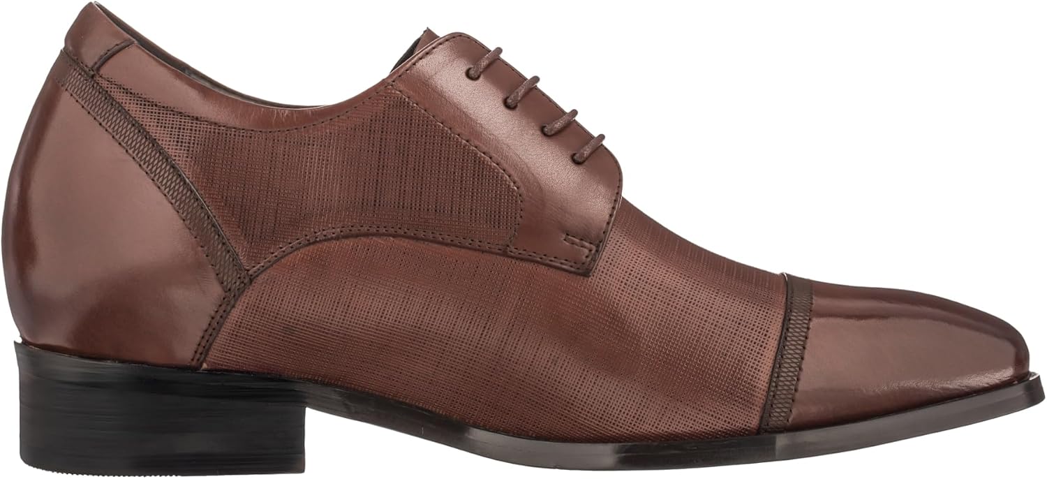 CALTO Men's Invisible Height Increasing Elevator Shoes - Dark Brown Premium Leather Lace-up Formal Oxfords - 3.2 Inches Taller - Y40551 - Size 6.5 D(M) US No Brand, коричневый — фото 3