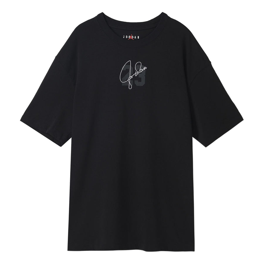 

Футболка (WMNS) Air Jordan Essentials Solid Color Logo Alphabet Printing Round Neck Loose Short Sleeve Black T-Shirt