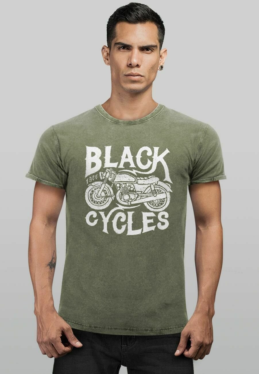 

Футболка с принтом VINTAGE WASHED MOTORRAD BIKER RETRO NEVE Neverless, оливковый