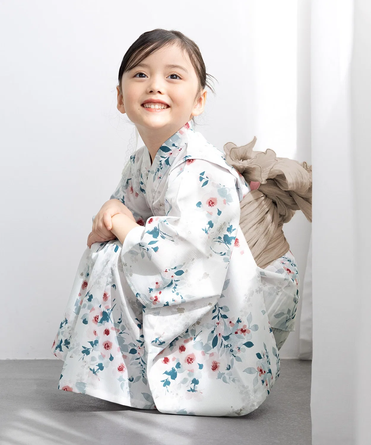 Детский комплект юката и пояс floro, 2 предмета, 110-130 см, белый