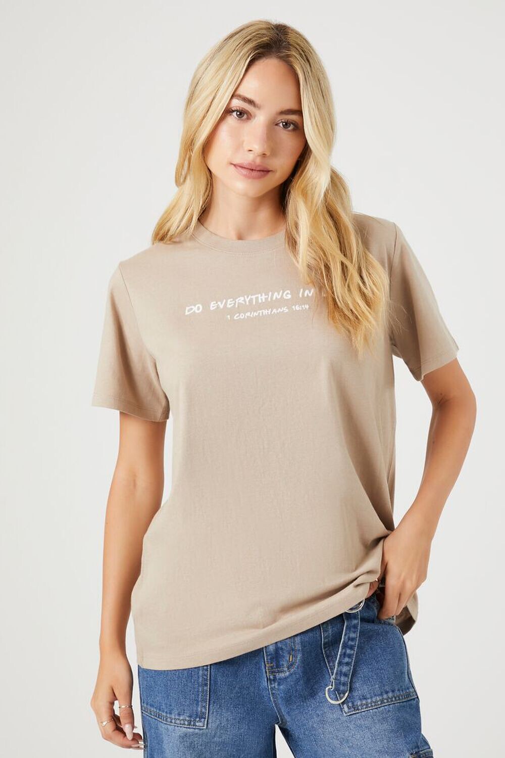 

Футболка с рисунком Do Everything In Love Forever 21, коричневый