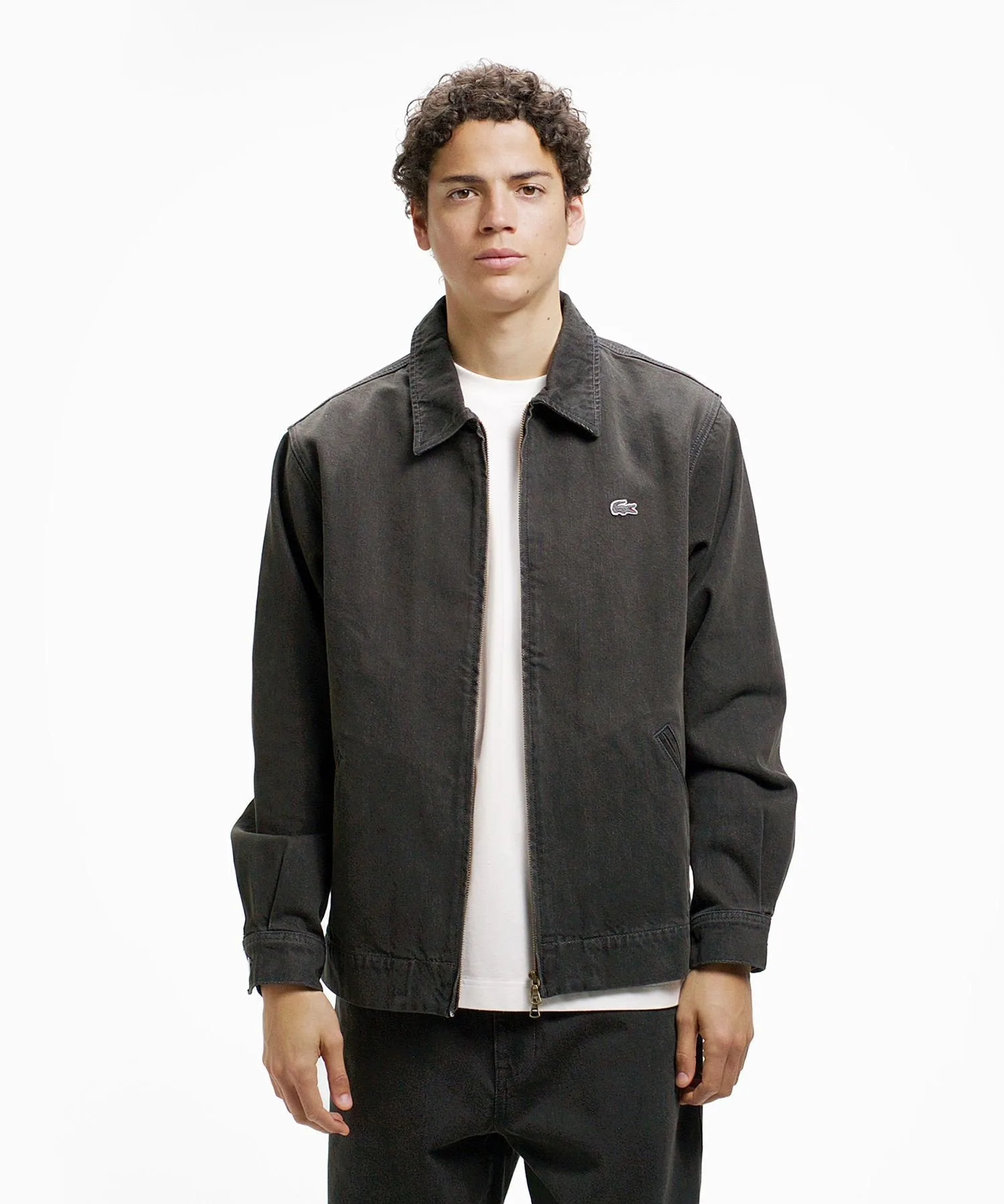 Джинсовая блузон-рубашка плотностью 12 унций на молнии LACOSTE, Black