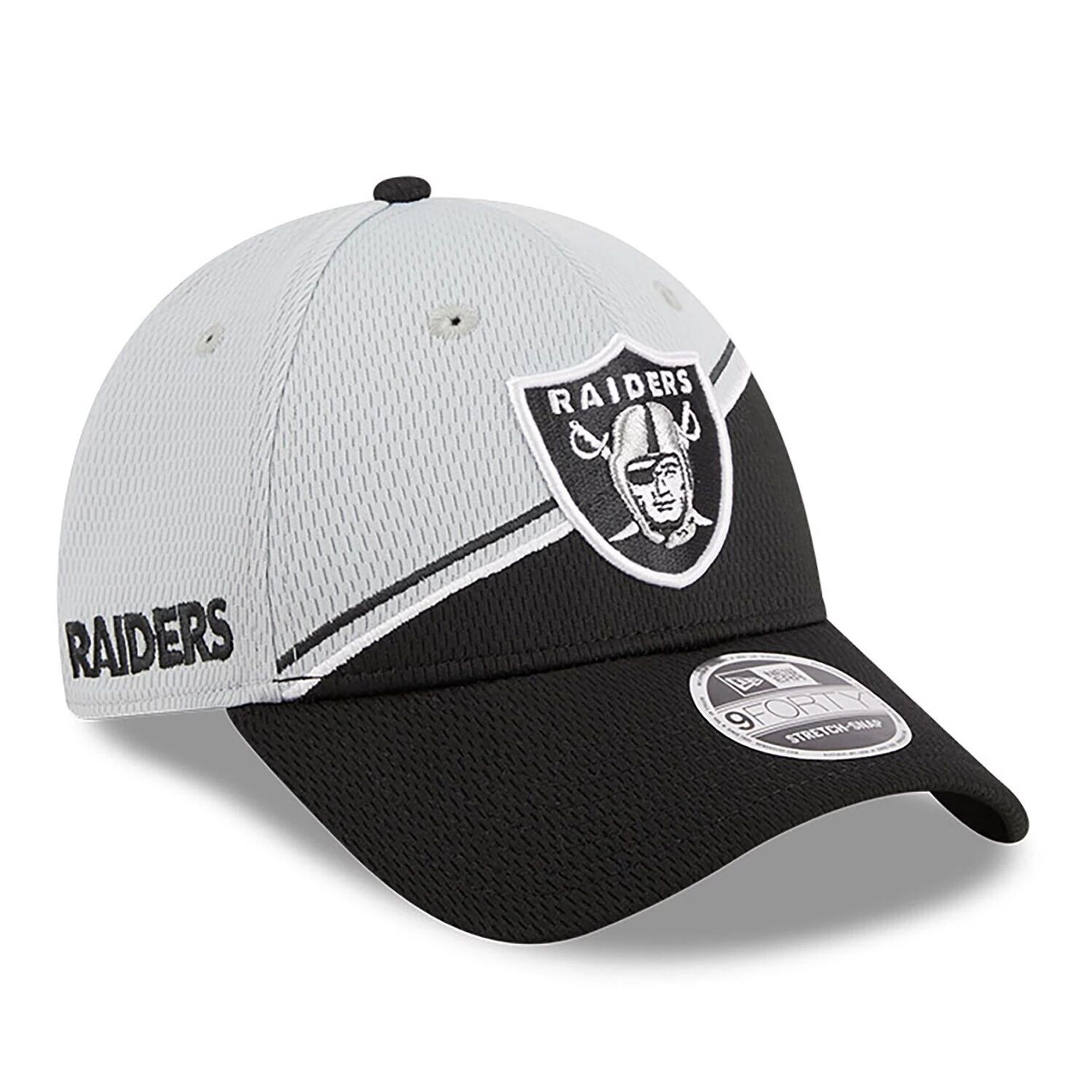 

Мужская регулируемая кепка New Era серого/черного цвета Las Vegas Raiders 2023 Sideline 9FORTY