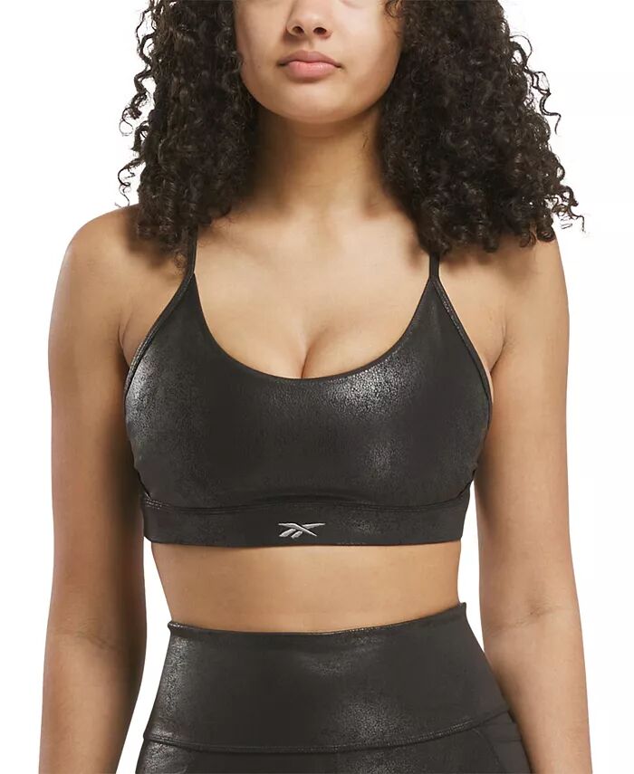 

Женский спортивный бюстгальтер Lux из искусственной кожи Reebok, черный