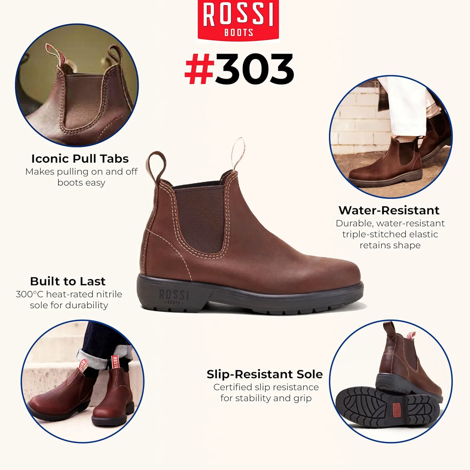 Кожаные челси Rossi Endura 303 для Австралии, унисекс, прочные рабочие ботинки до щиколотки Infinity Leather — фото 2