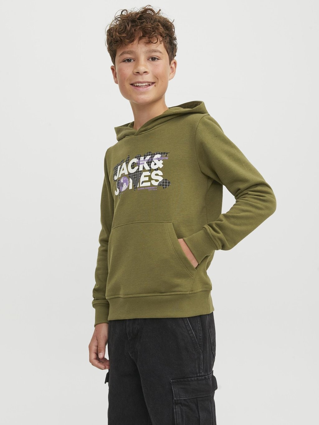 

Толстовка JCODUST HOOD Jack & Jones Junior, цвет olive branch