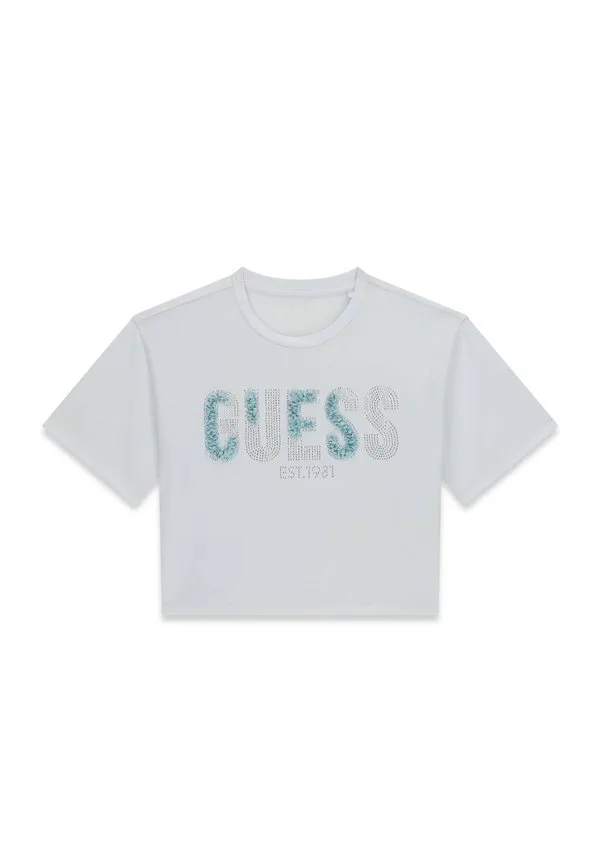 Футболка с логотипом и принтом в виде стразов Guess, Hellblau