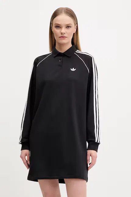 Платье из эластичного хлопка Adidas Originals, черный