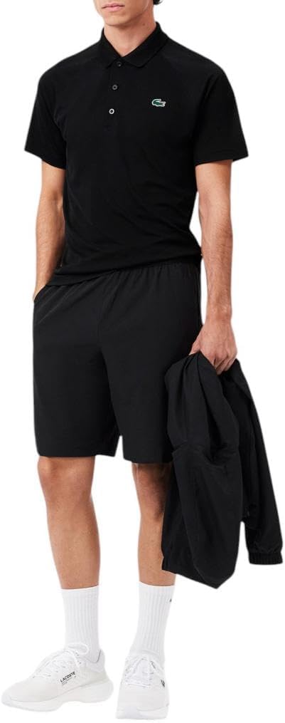 Lacoste мужская спортивная поло с коротким рукавом Regular Fit Green Croc, Black — фото 4