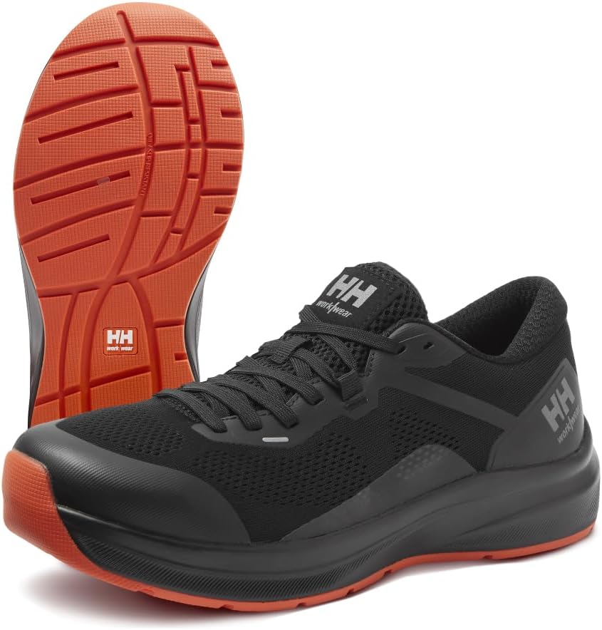 Защитные ботинки Helly-Hansen Barcode Low AL EH с алюминиевым носком - защищенный носок EH - противоскользящая подошва - легкая обувь, черный/оранжевый